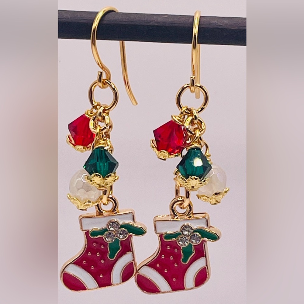 Enamel Holiday Christmas Earrings Handmade